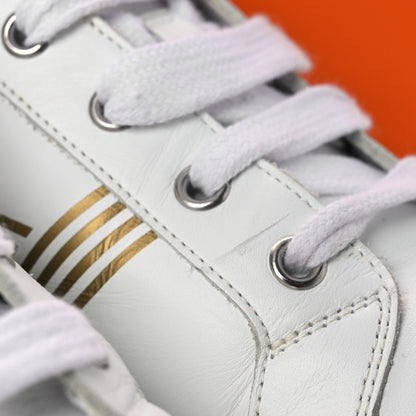 Hermes Metallic Calfskin Womens Advantage Sneakers 39.5 White Dore 11 of 13