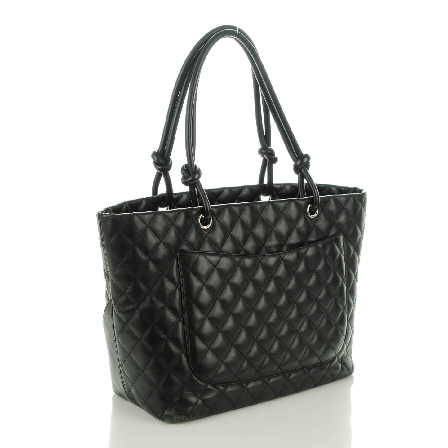 Calfskin Quilted Large Cambon Tote Black