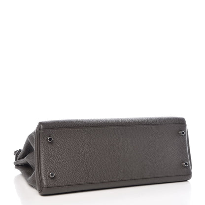 Hermes Taurillon Clemence Horseshoe Kelly Retourne 32 Graphite Tosca 6 of 41