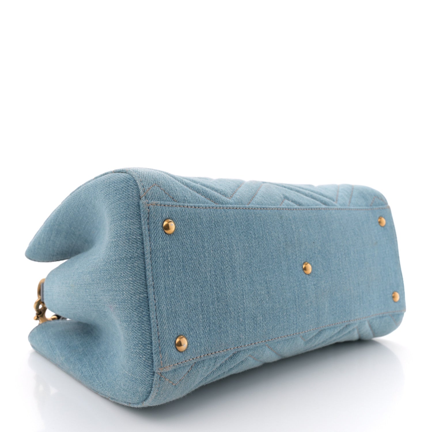 Gucci Denim Matelasse Small Pearly GG Marmont Tote Blue 4 of 11