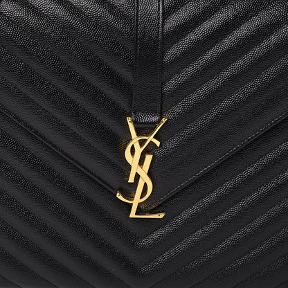 Saint Laurent Grain De Poudre Matelasse Chevron Large Monogram Satchel Black 10 of 10