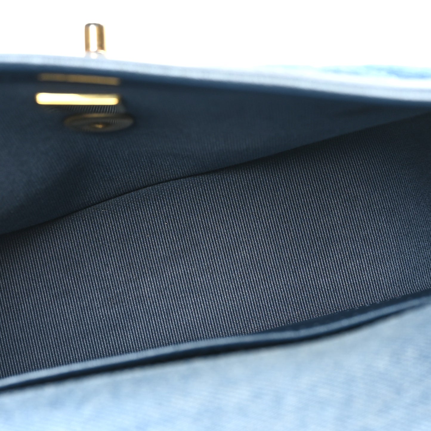 Washed Denim Quilted Small Messenger Flap Blue
