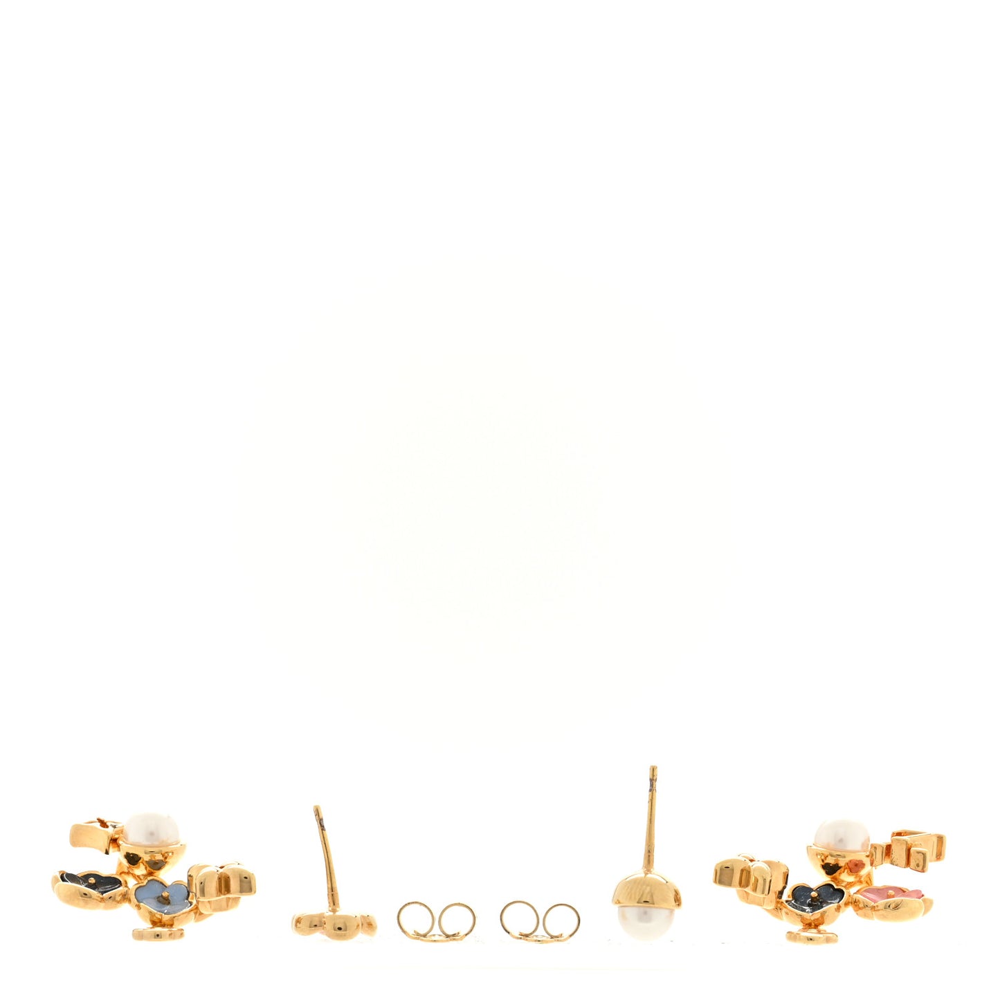 Metal Crystal Pearl Botanica Earrings Gold