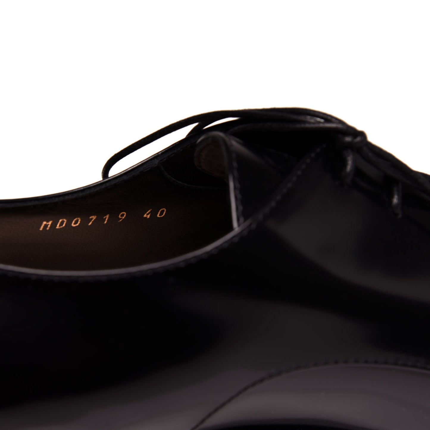 Polished Calfskin Mens Derby Shoe 40 Black