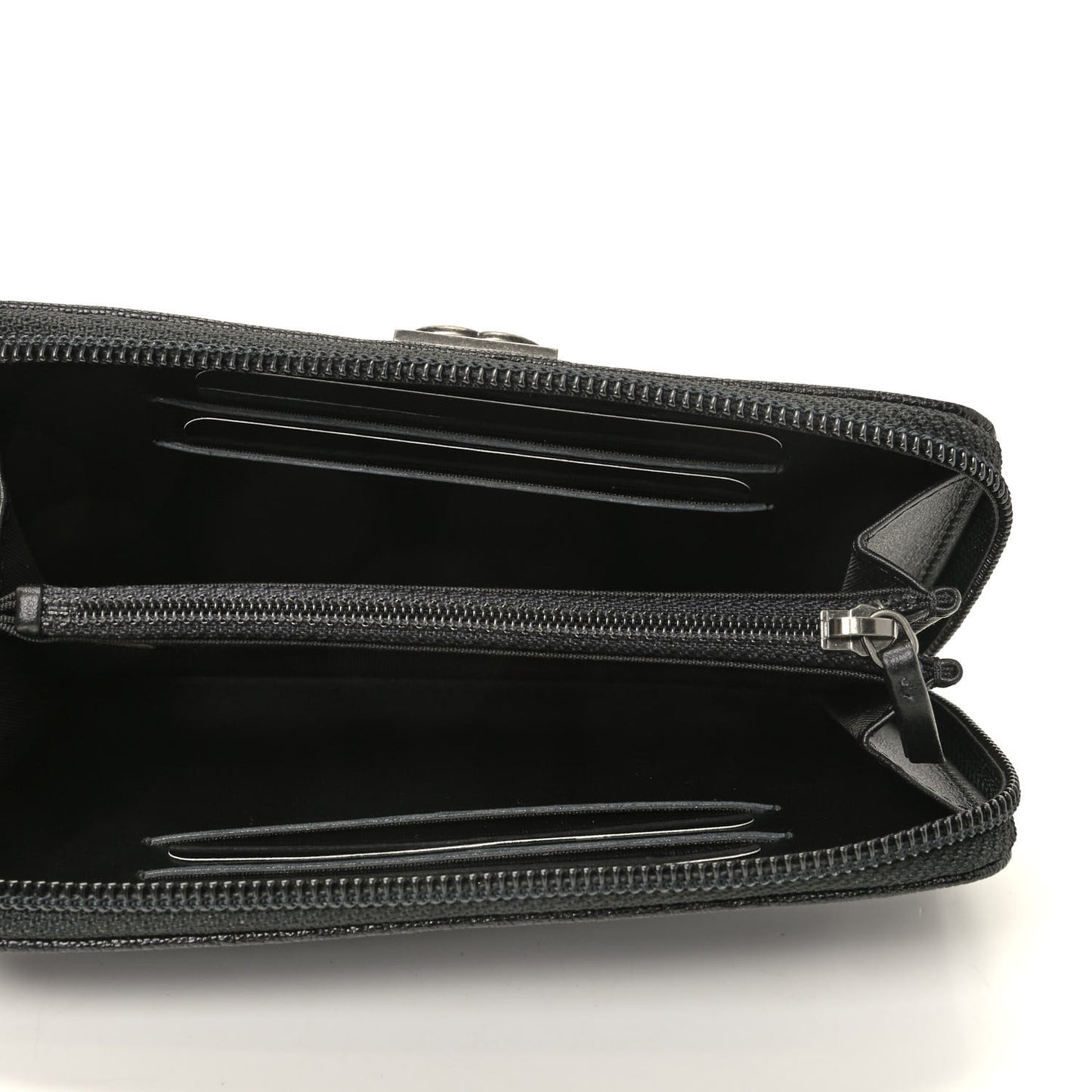 Caviar Quilted Small Boy Zip Around Wallet Black