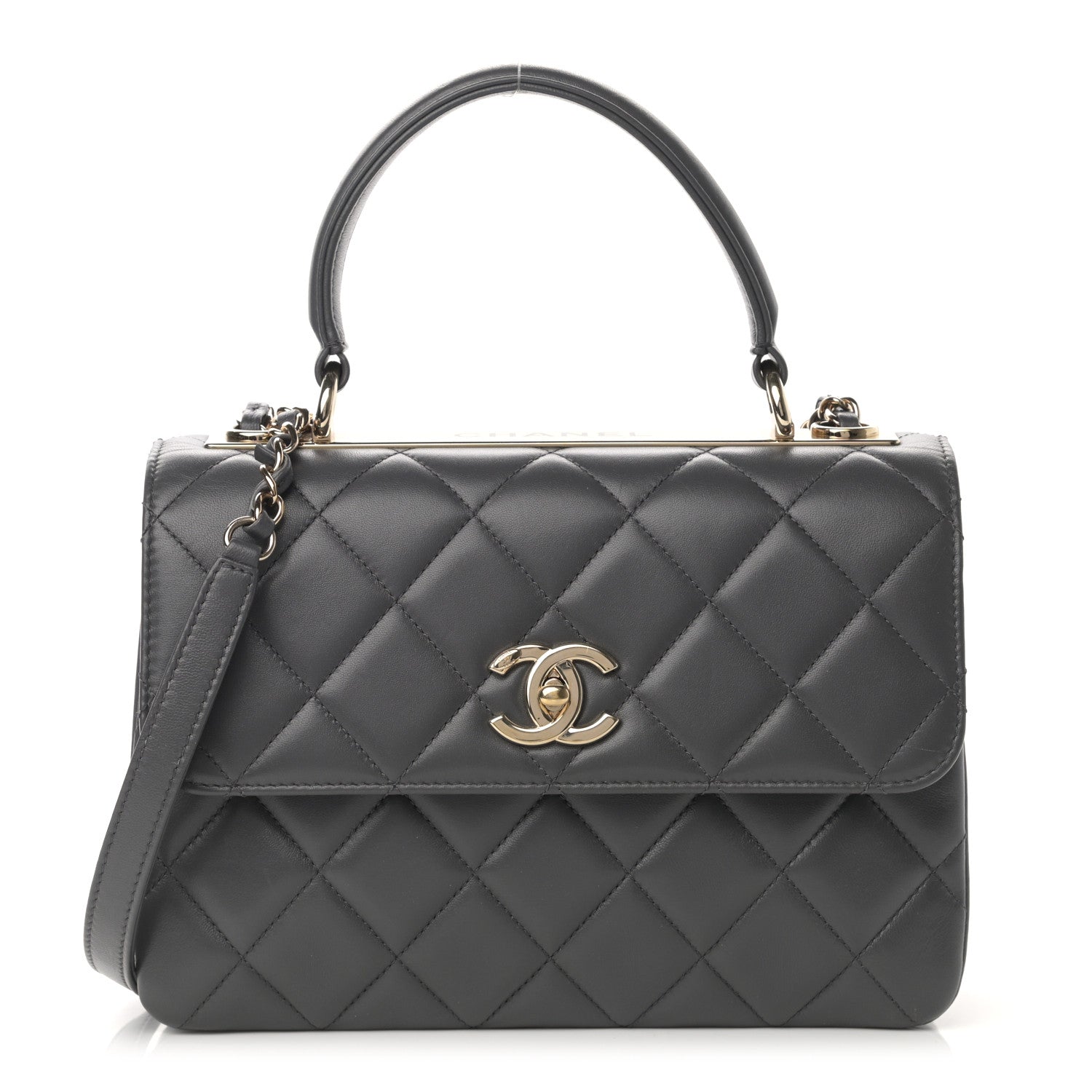 Chanel Lambskin Quilted Small Trendy CC Dual Handle Flap Bag Dark Grey 1 of 14