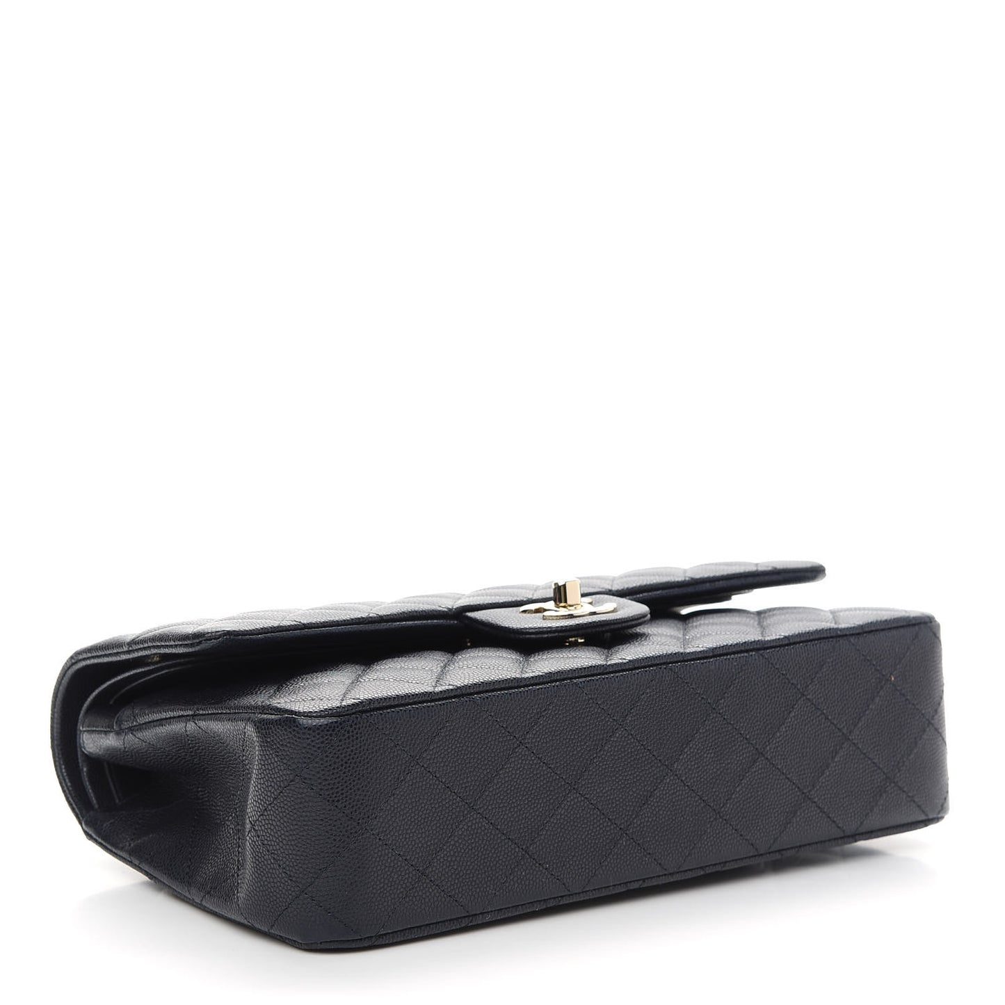 Caviar Quilted Medium Double Flap Navy