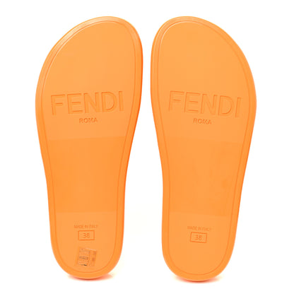 Fendi Raffia Rubber FF Woven Reflections Crisscross Slide Sandals 38 Arancio Clementina 6 of 10