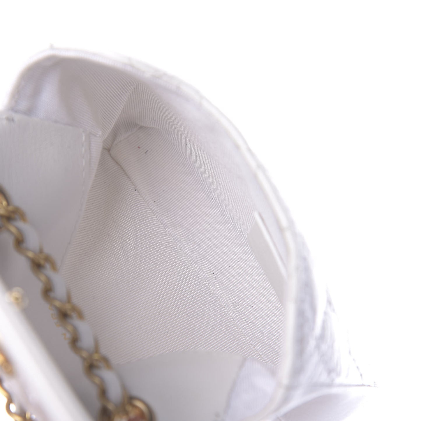 Shiny Aged Calfskin Quilted Waist Belt Bag White