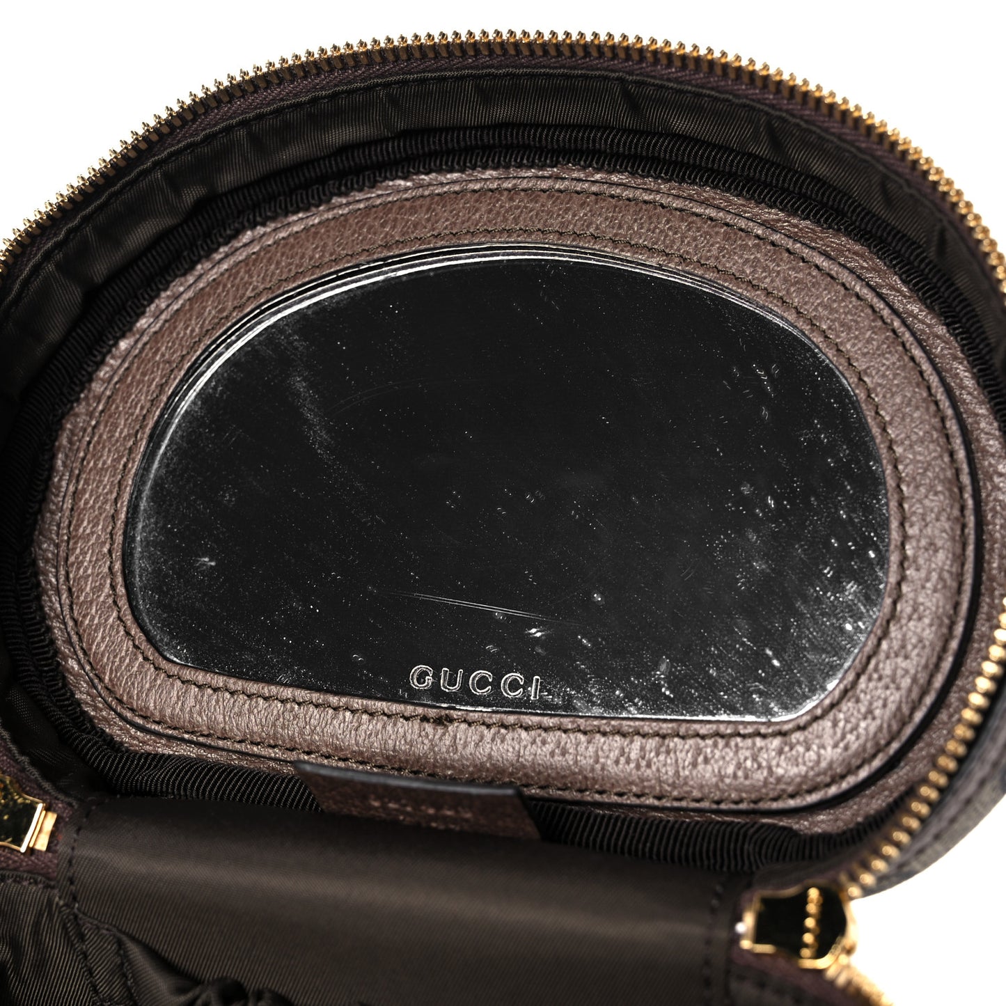 GG Supreme Monogram Textured Calfskin Web Ophidia Vanity Cosmetic Case Beige Ebony New Acero