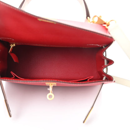 Hermes Epsom Bi-Color Horseshoe Kelly Sellier 25 Craie Rouge De Coeur 5 of 12