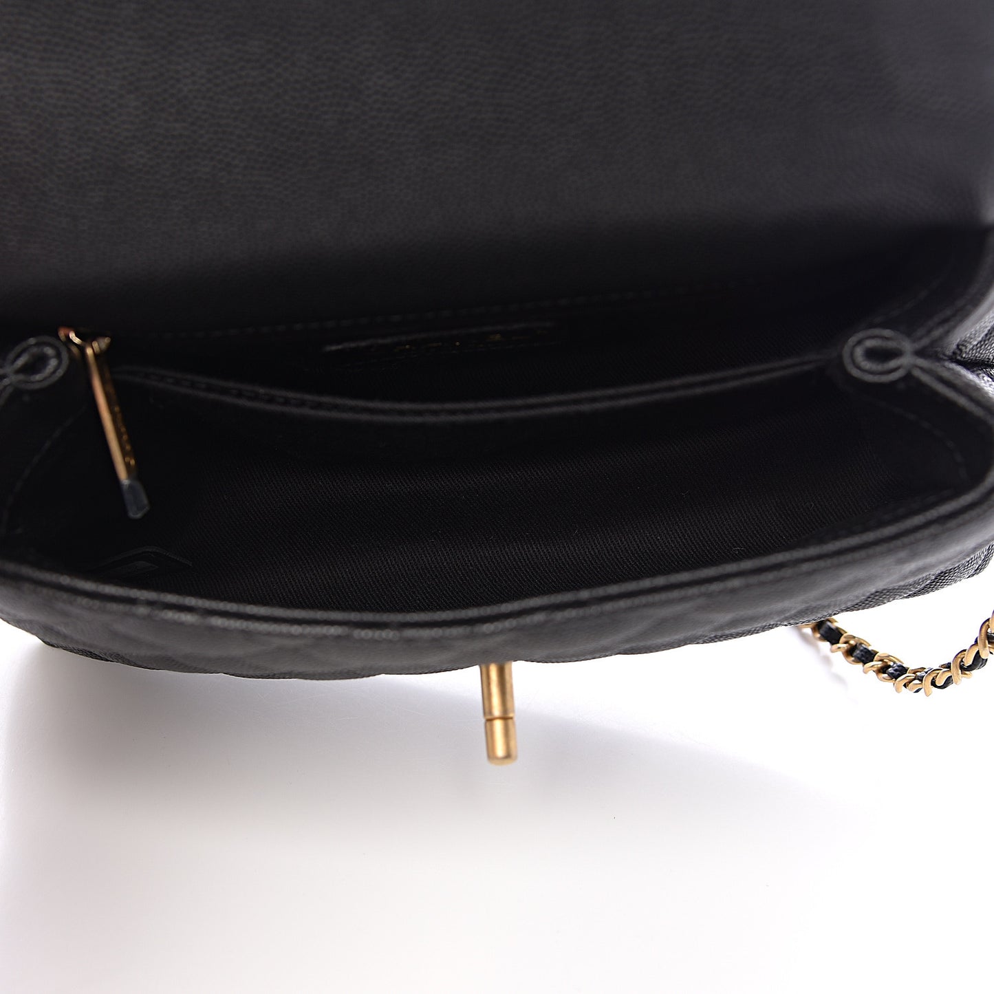 Caviar Lizard Embossed Quilted Mini Coco Handle Flap Black