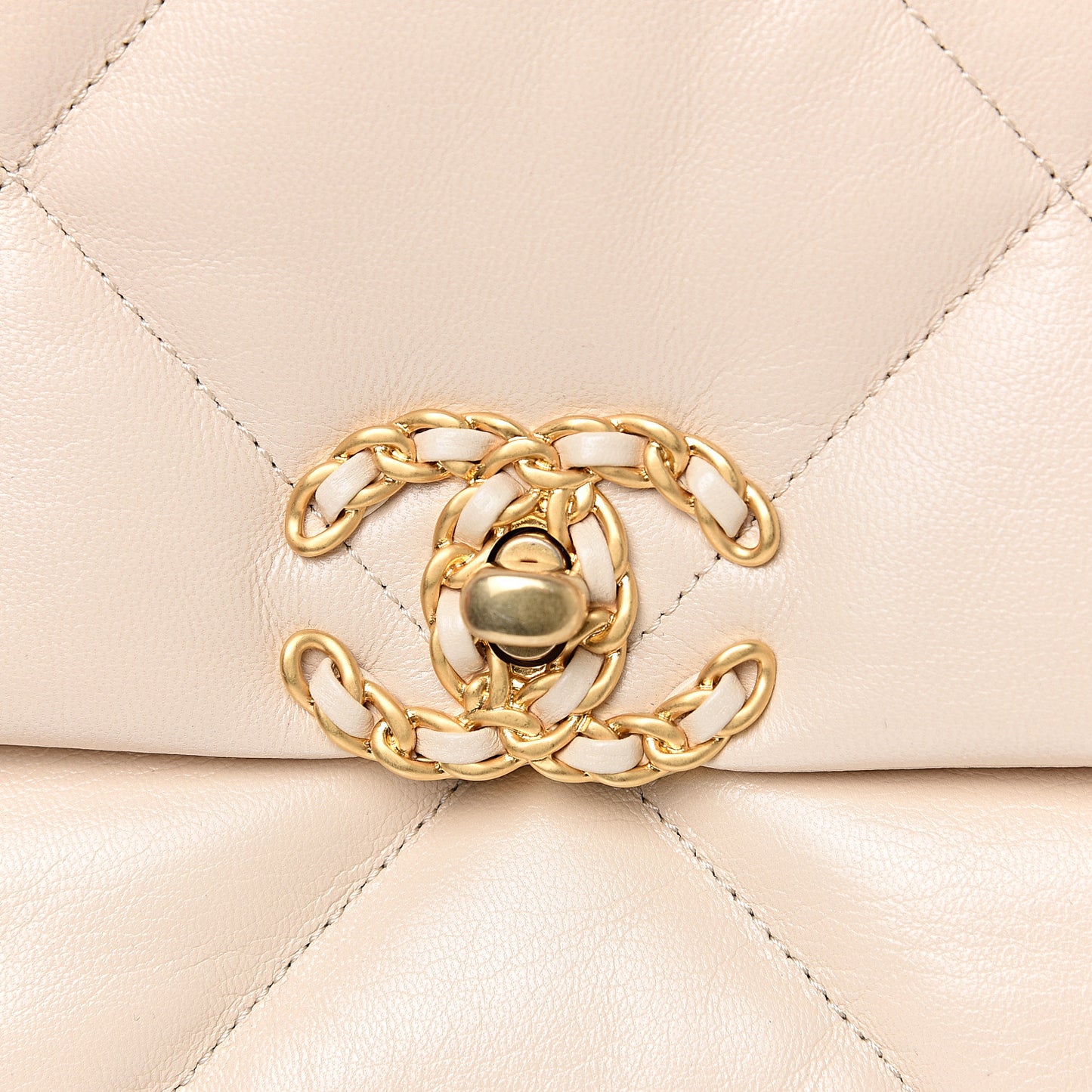 Goatskin Quilted Medium 19 Flap Beige