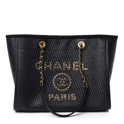 Chanel Woven Straw Raffia Small Deauville Tote Black 1 of 11