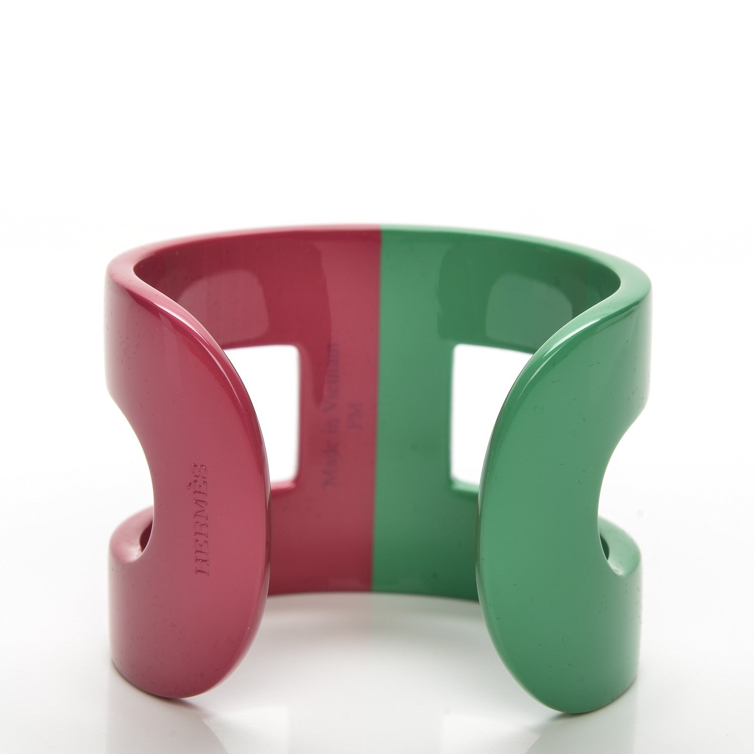 Hermes Lacquered Wood Ano Bracelet PM Intense Green Azalea 3 of 5