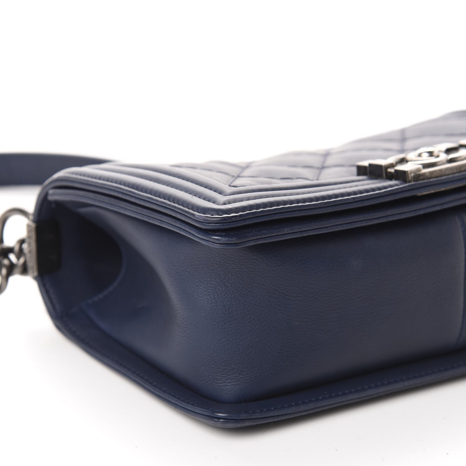 Chanel Calfskin Double Stitch Medium Boy Flap Navy Blue 6 of 12