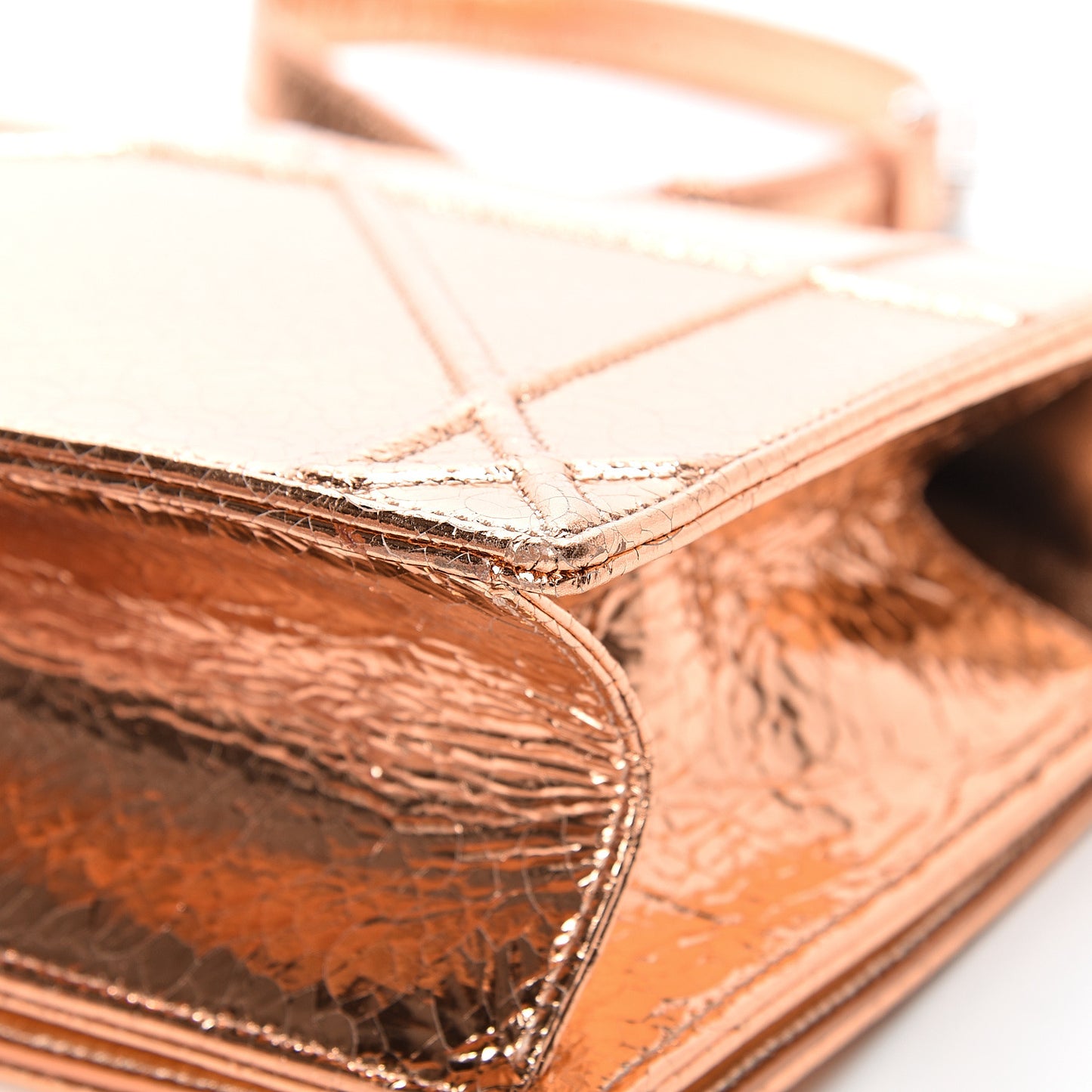 Metallic Ceramic Effect Deerskin Medium Diorama Flap Bag Gold