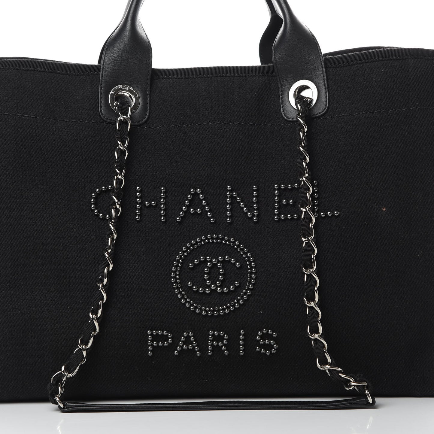 Canvas Pearl Medium Deauville Tote Black