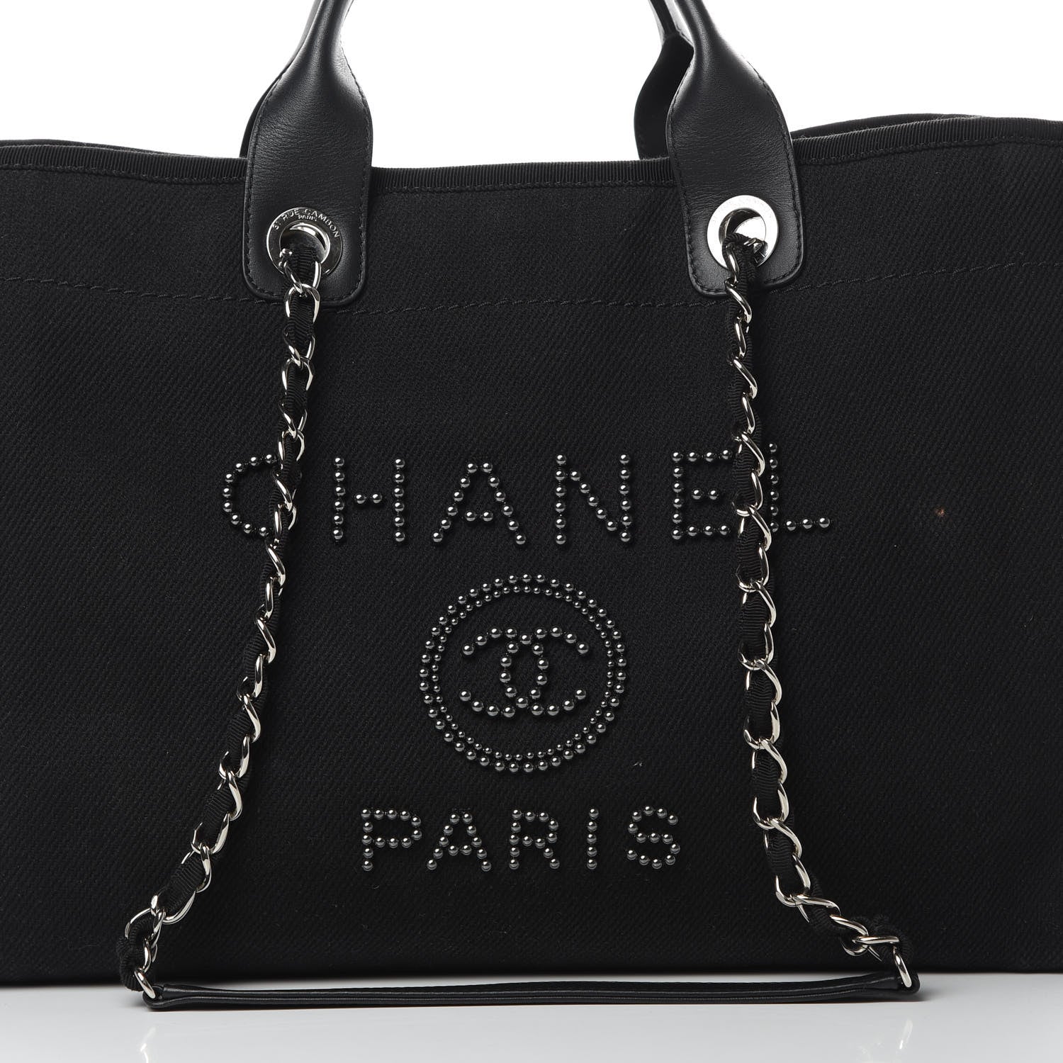 Chanel Canvas Pearl Medium Deauville Tote Black 8 of 14