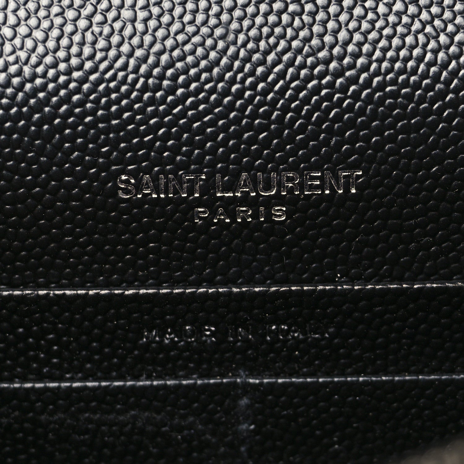 Saint Laurent Grain De Poudre Matelasse Chevron Monogram Envelope Chain Wallet Black 6 of 10
