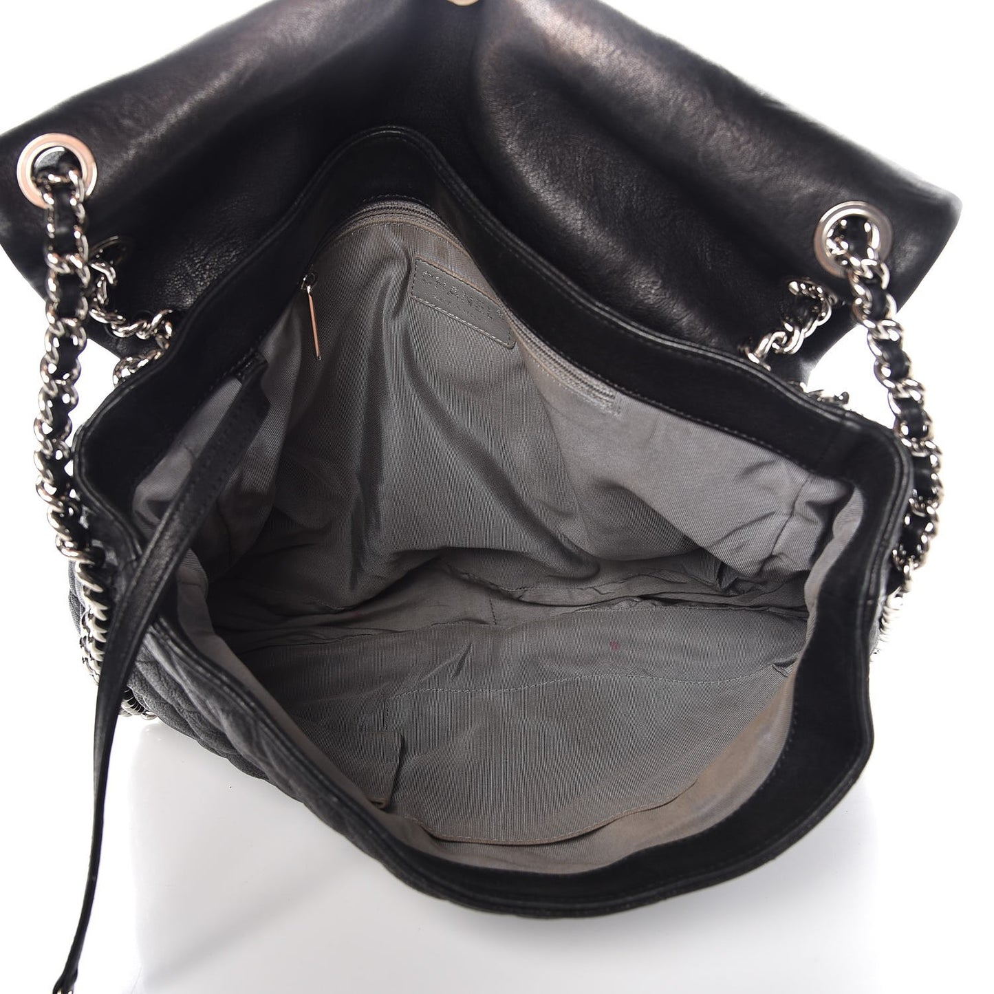 Washed Lambskin Quilted Maxi Chain Around Flap Black