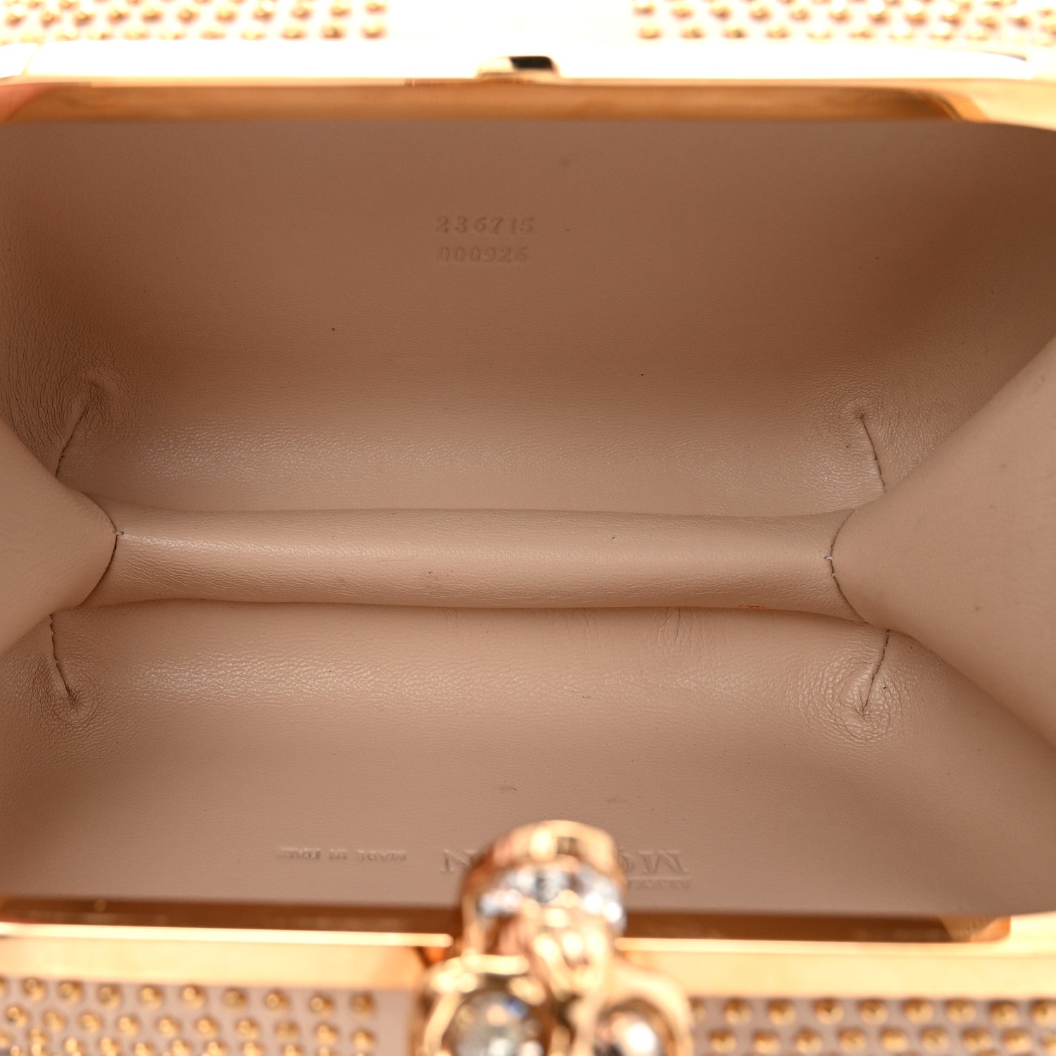 Alexander McQueen Calfskin Studded Britannia Skull Box Clutch Beige 5 of 7