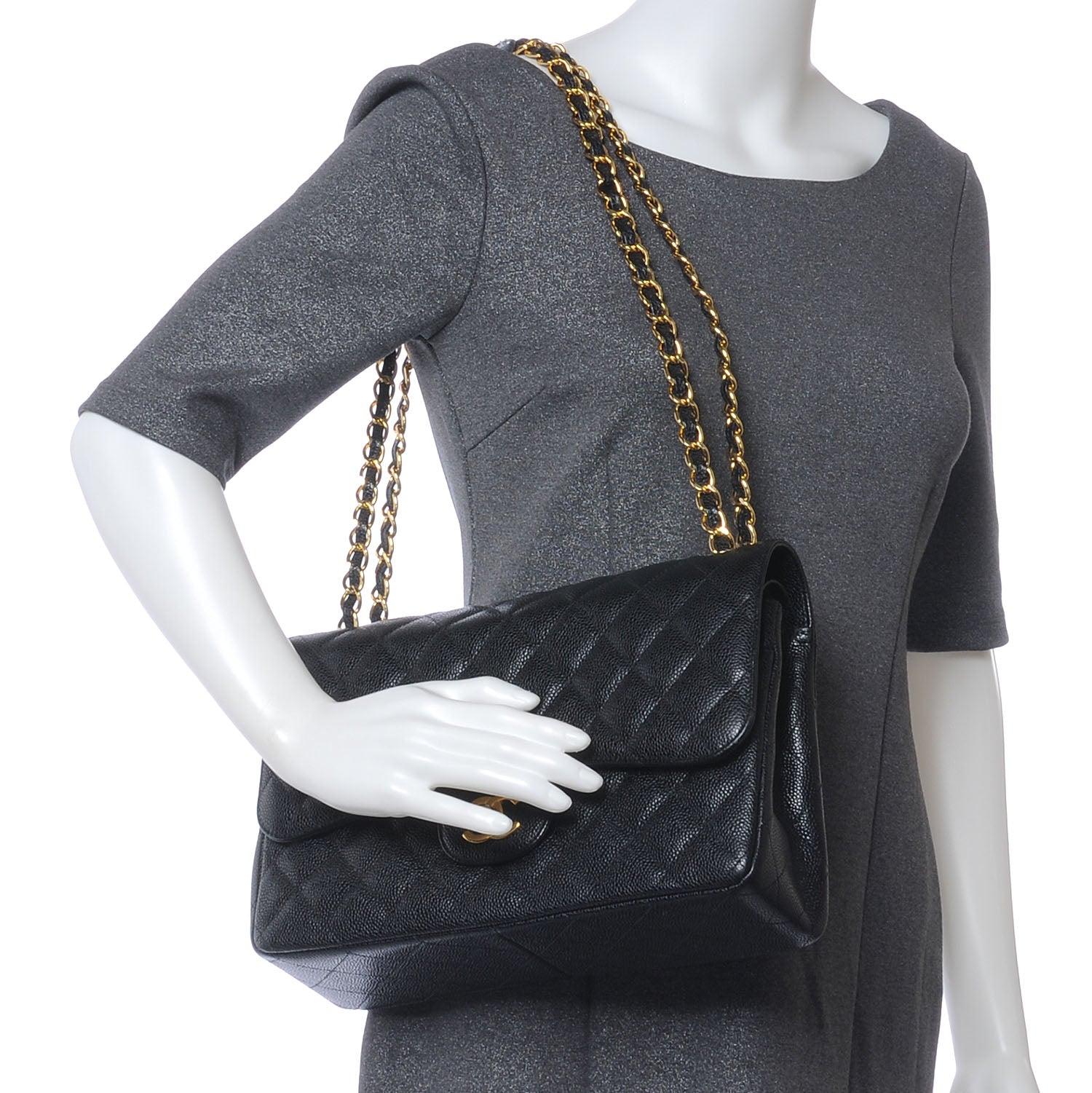 Chanel Caviar Quilted Jumbo Double Flap Black 2 of 7