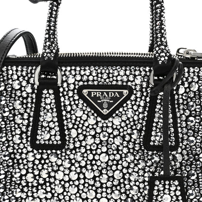 Prada Satin Crystal Mini Galleria Double Zip Tote Metal 8 of 13