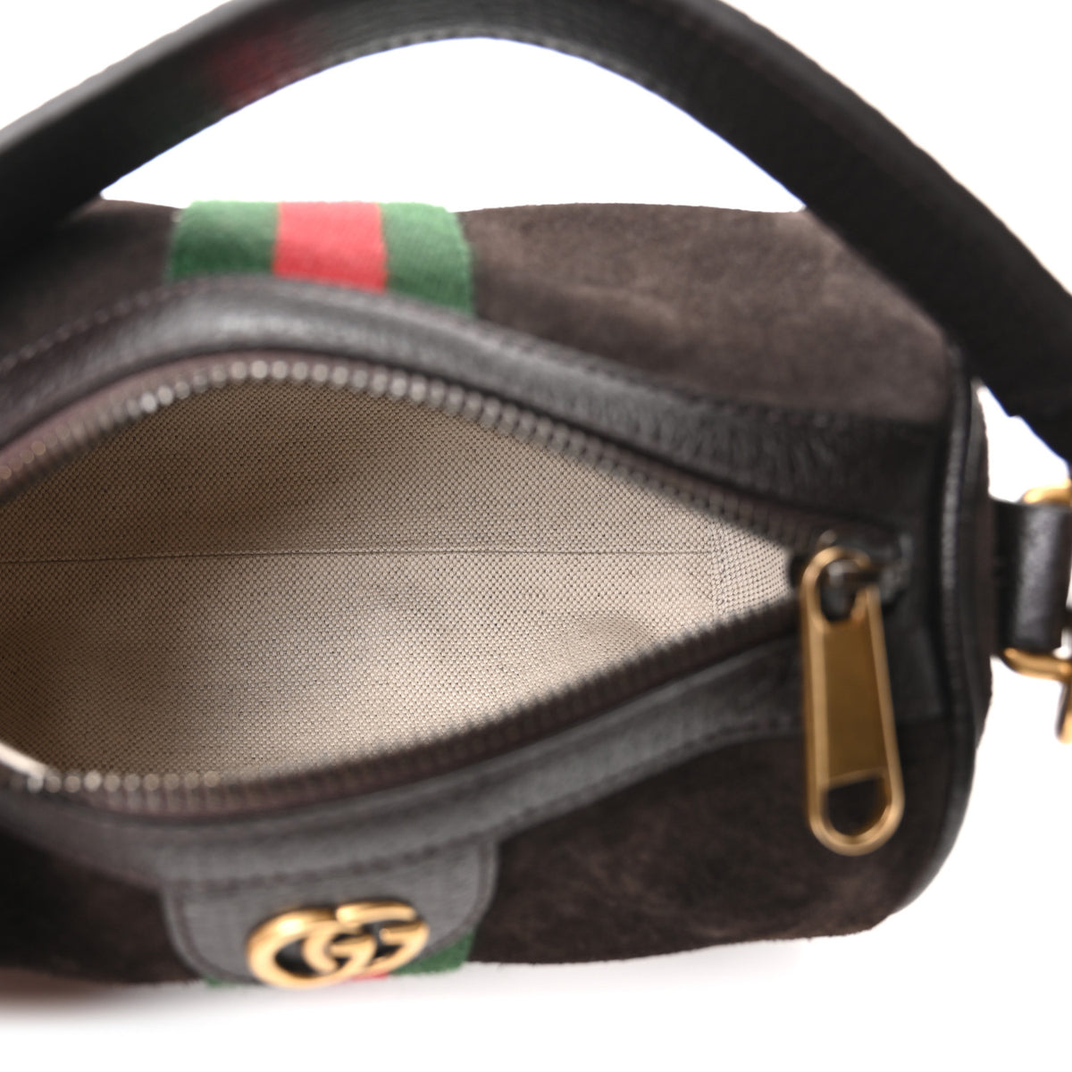 Gucci Suede Calfskin Web Ophidia Mini Cylinder Bag Brown 5 of 10