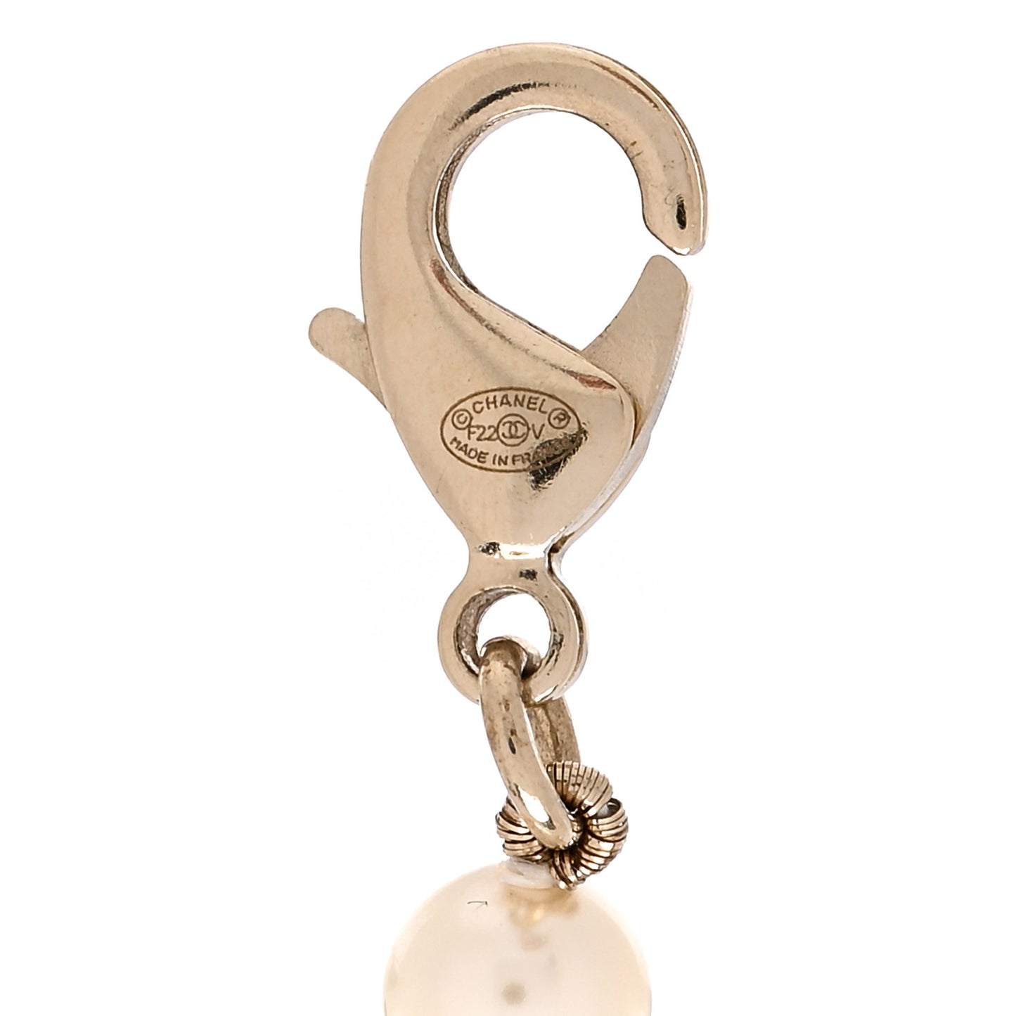 Graduated Pearl Crystal CC Bracelet Gold