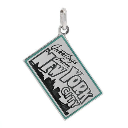 Tiffany Sterling Silver Enamel New York Postcard Charm Blue 1 of 4