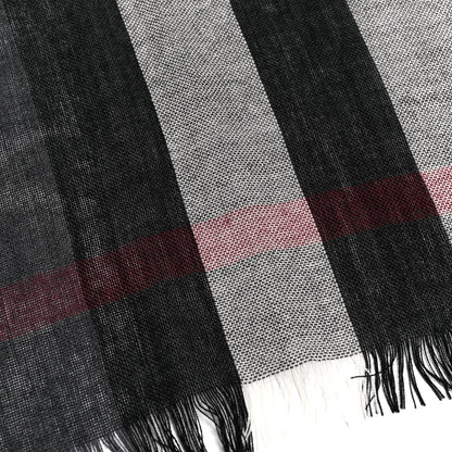 Burberry Wool Cashmere Tonal Lightweight Check Scarf Charcoal 4 of 4