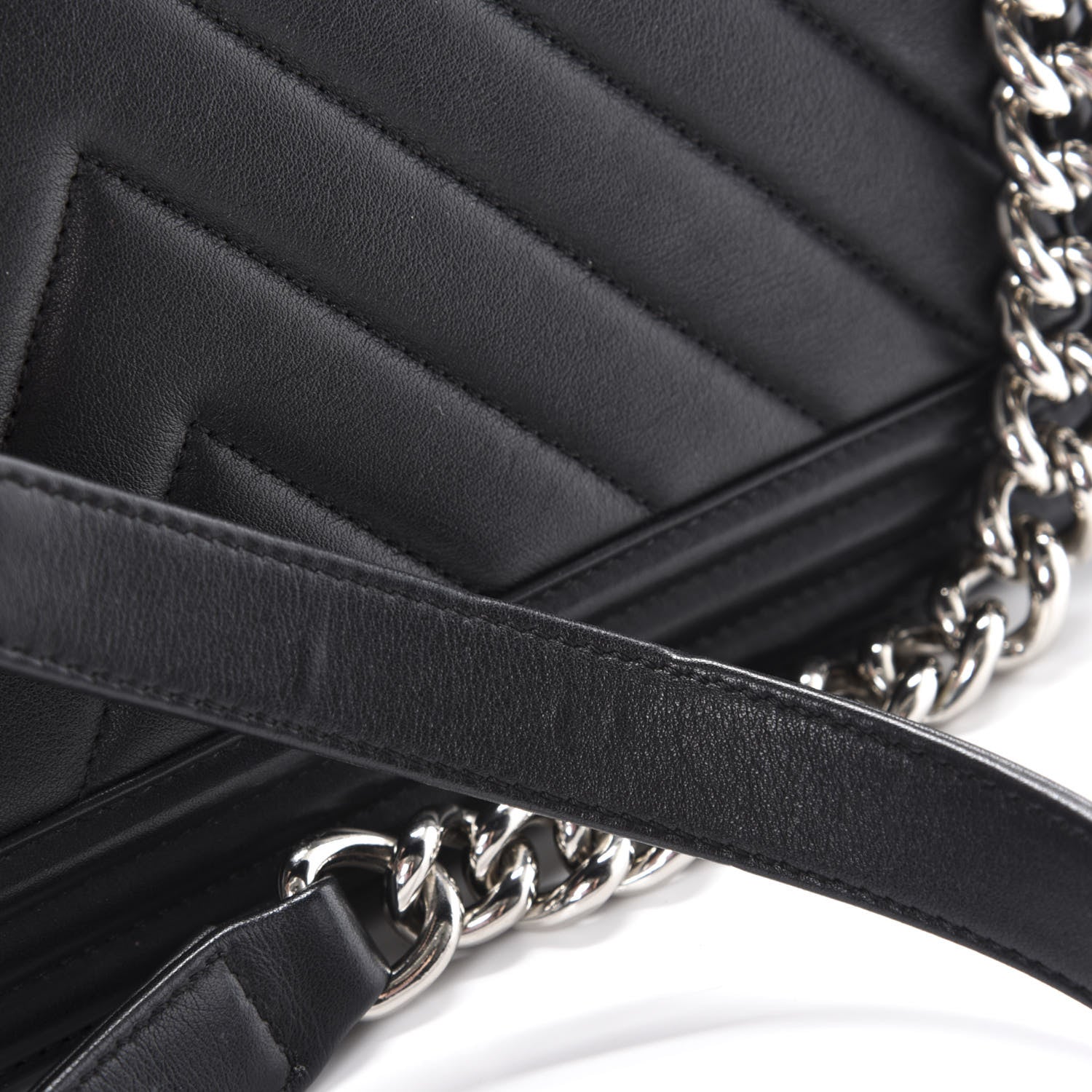 Chanel Lambskin Chevron Quilted New Medium Boy Flap Black 9 of 15