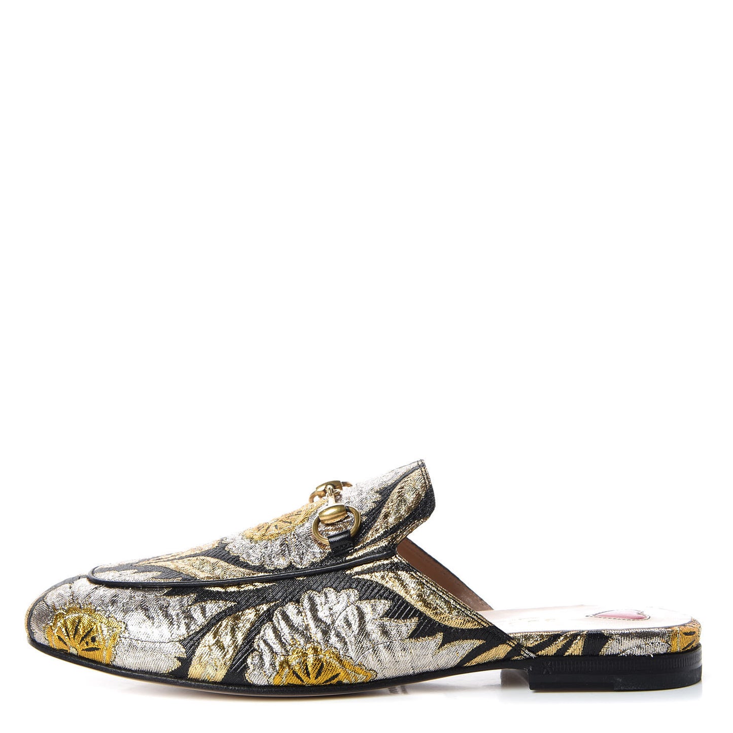 Jacquard Floral Womens Princetown Slippers 37.5 Oro Black