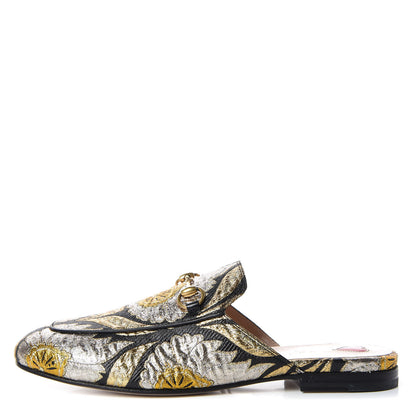 Gucci Jacquard Floral Womens Princetown Slippers 37.5 Oro Black 1 of 11