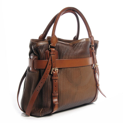 Burberry Stitched Leather Bridle Calfskin Tote Dark Tan 3 of 10