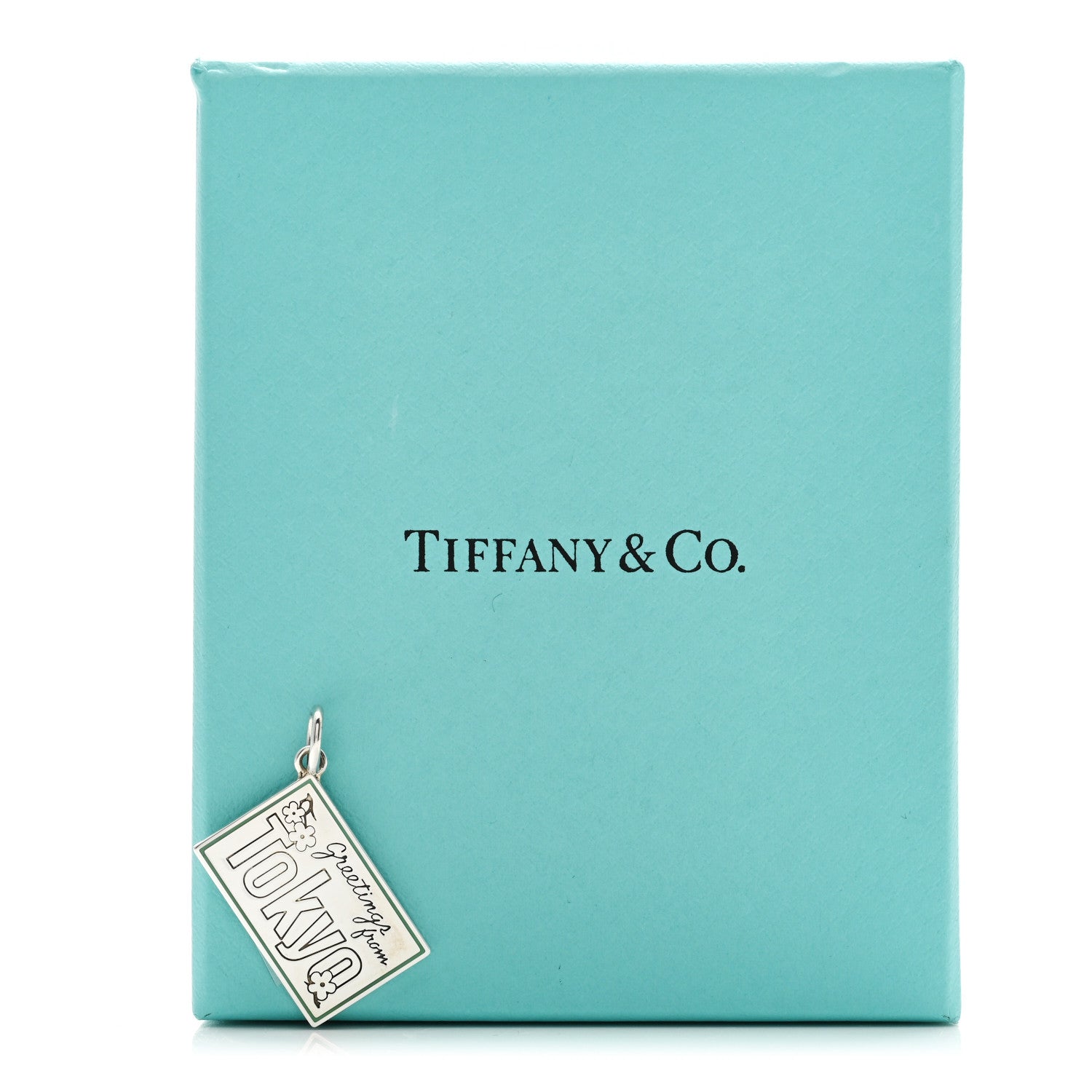 Tiffany Sterling Silver Enamel Tokyo Postcard Charm Blue 1721573
