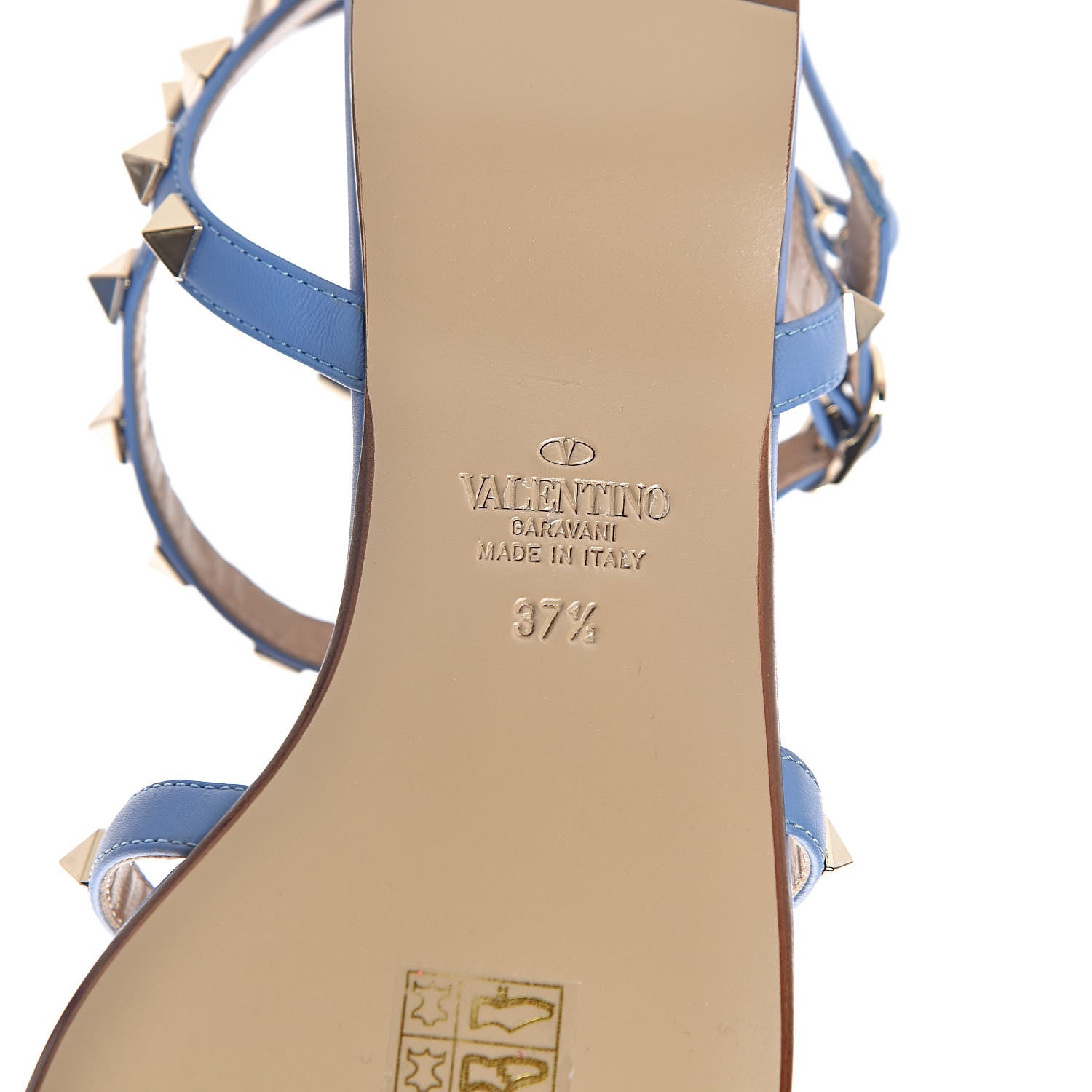 Valentino Garavani Calfskin Rockstud Gladiator Flat Sandals 37.5 Angel 8 of 8