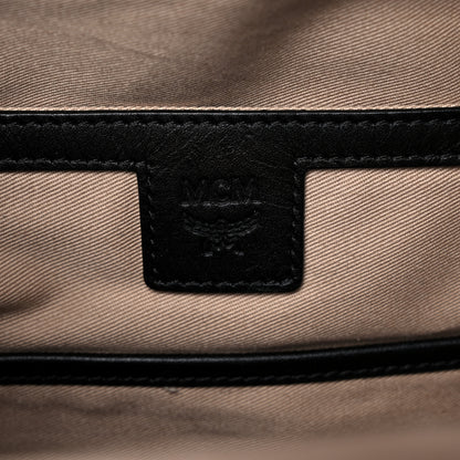 MCM Shearling Contrast Logo Stark Backpack Black White 6 of 13