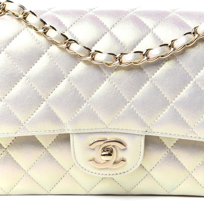 Chanel Iridescent Lambskin Quilted Medium Double Flap Ivory 10 of 10