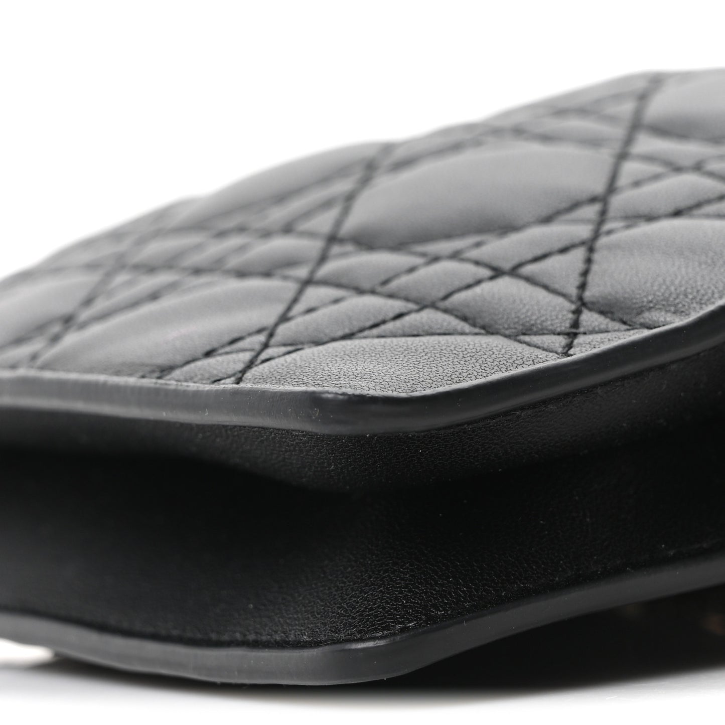 Lambskin Cannage Mini Top Handle Drawstring Bag Black