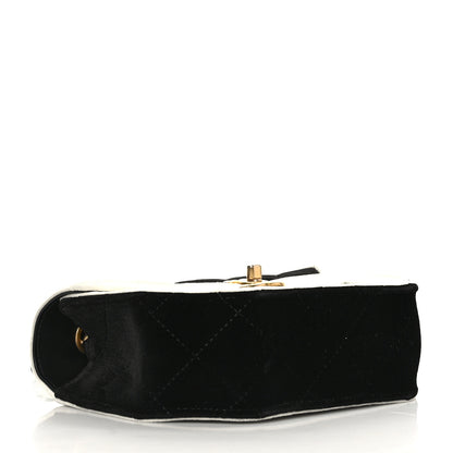 Chanel Velvet Quilted Mini Place Vendome Flap Black White 4 of 10