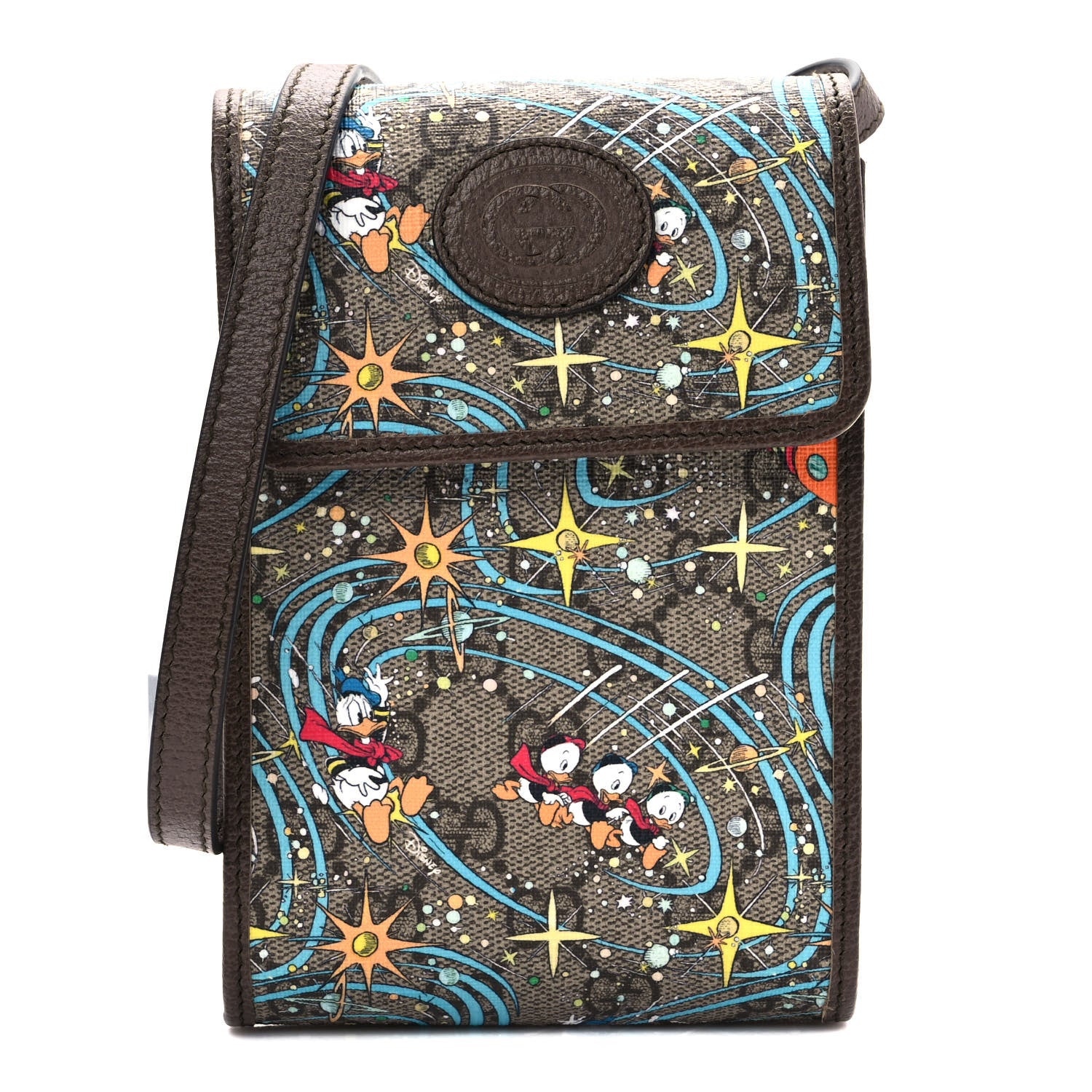 Gucci X DISNEY GG Supreme Monogram Donald Duck Mini Interlocking G Crossbody Bag Beige Multicolor New Acero 1 of 8