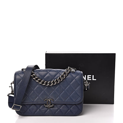 Chanel Caviar Iridescent Calfskin Quilted Medium Daily Carry Messenger Navy 16 of 16