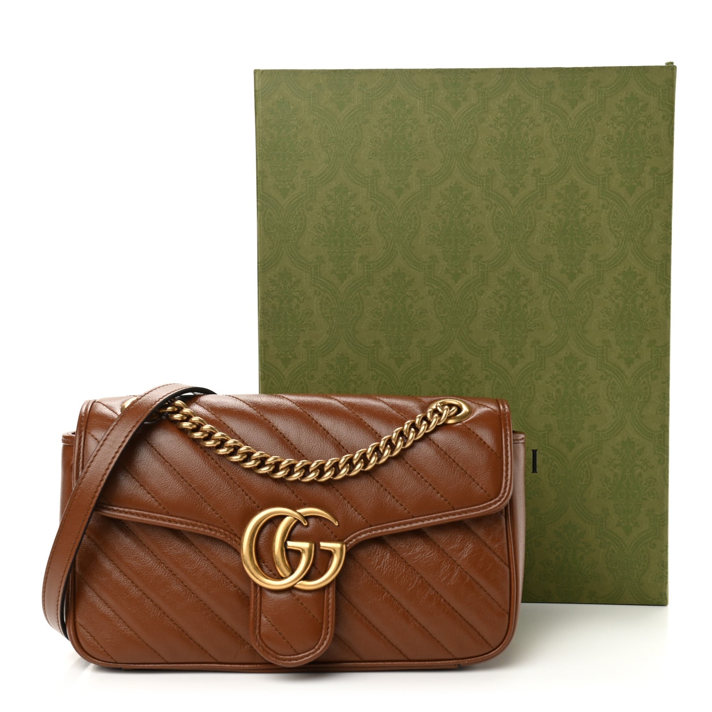Azalea Calfskin Matelasse Diagonal Small GG Marmont Shoulder Bag Cuir