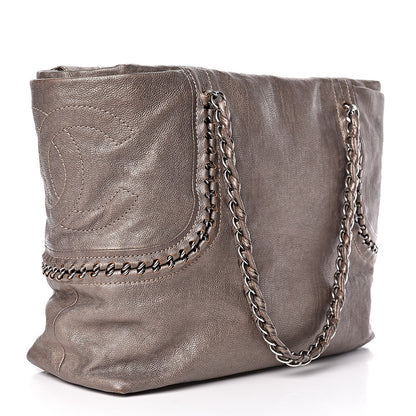 Chanel Metallic Goatskin Luxe Ligne Shoulder Bag Dark Silver 3 of 12