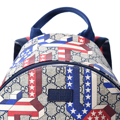 Gucci GG Supreme Monogram Children's Backpack Red White Blue 7 of 9
