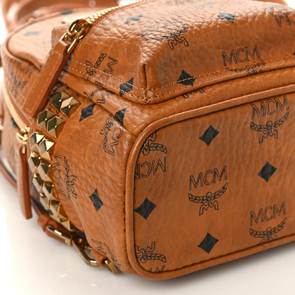MCM Visetos Side Stud X-Mini Stark Bebe Boo Backpack Cognac 7 of 8
