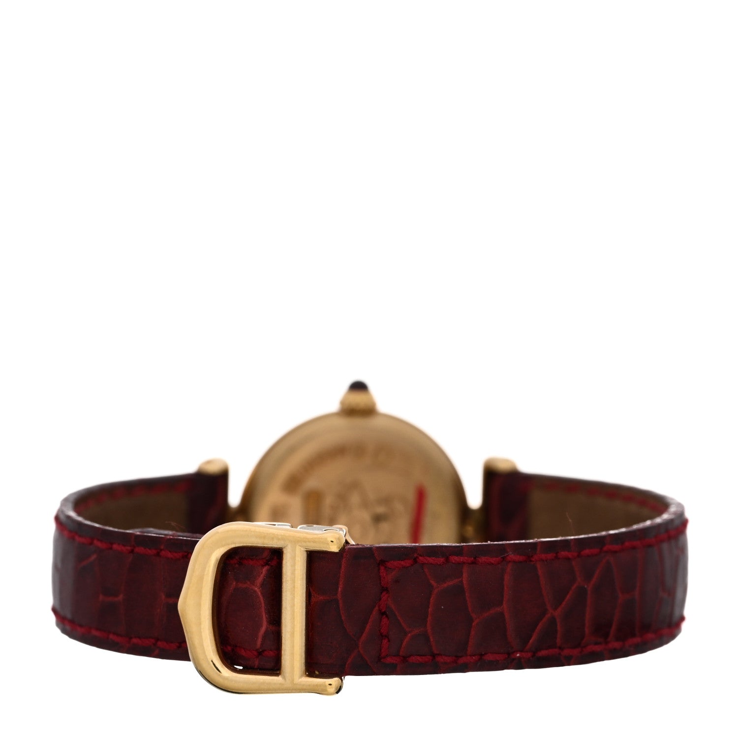 Cartier Sterling Silver Vermeil Alligator 24mm Must de Colisee Quartz Watch Burgundy 3 of 5