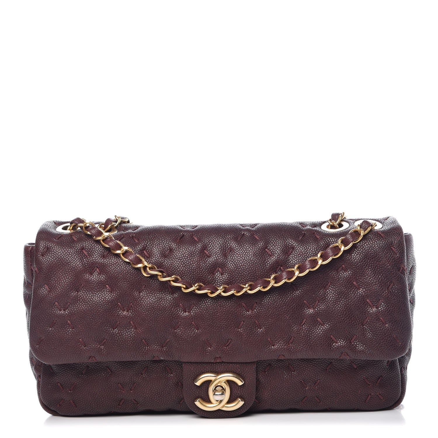Chanel Caviar Stitched Flap Burgundy 1 of 9